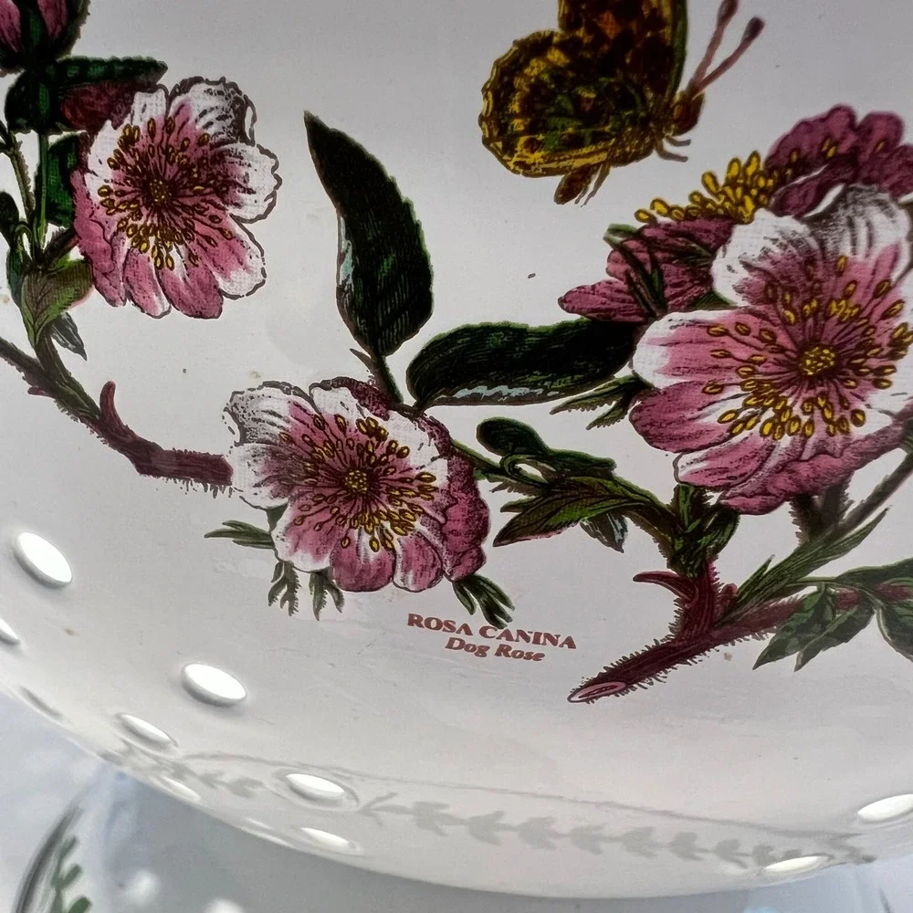 Portmeirion Botanic Garden Enamel Colander Rosa Canina Dog Rose Floral Strainer